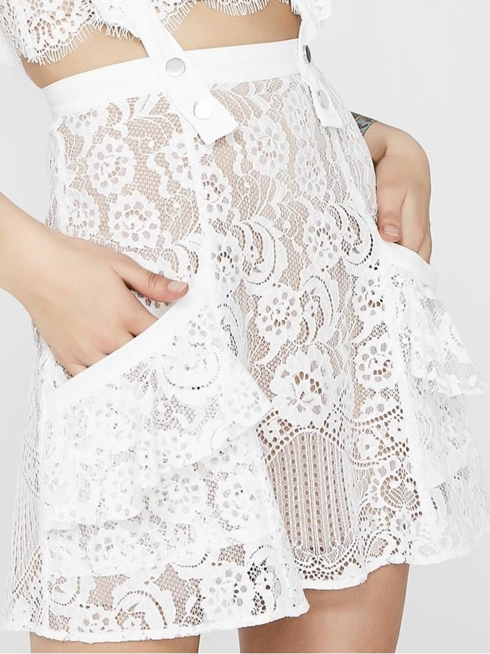 RARE For Love and Lemons Women's Tati Pinafore Lace Mini SKIRT ONLY in MEDIUM